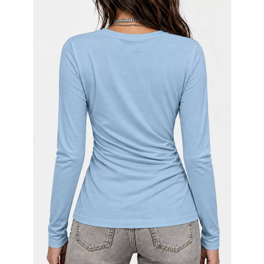 Full Size Surplice Long Sleeve T-Shirt Plus Apparel and Accessories