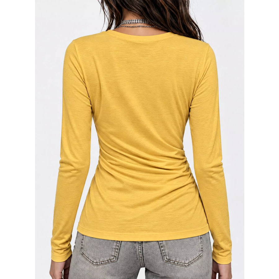 Full Size Surplice Long Sleeve T-Shirt Plus Apparel and Accessories