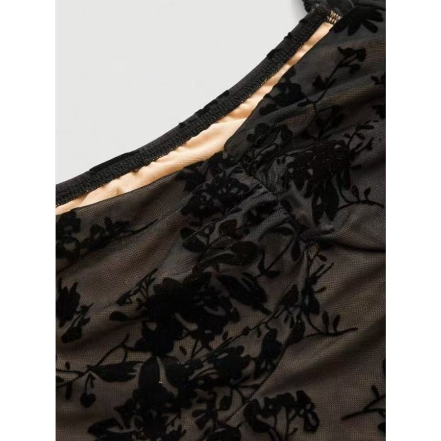 Full Size Sweetheart Neck Flared Sleeve Mini Dress Plus Size Apparel and Accessories