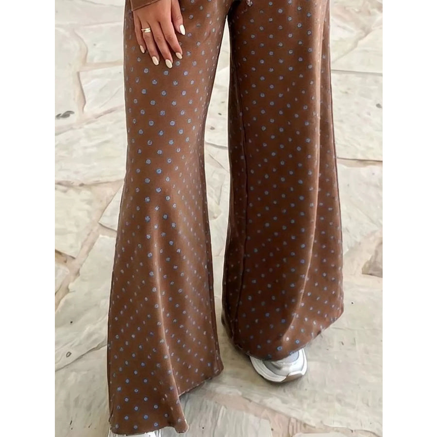 Full Size Swiss Dot Crop Top and Wide Leg Pants Set Plus Apparel Accessories