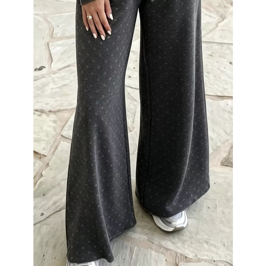 Full Size Swiss Dot Crop Top and Wide Leg Pants Set Plus Apparel Accessories