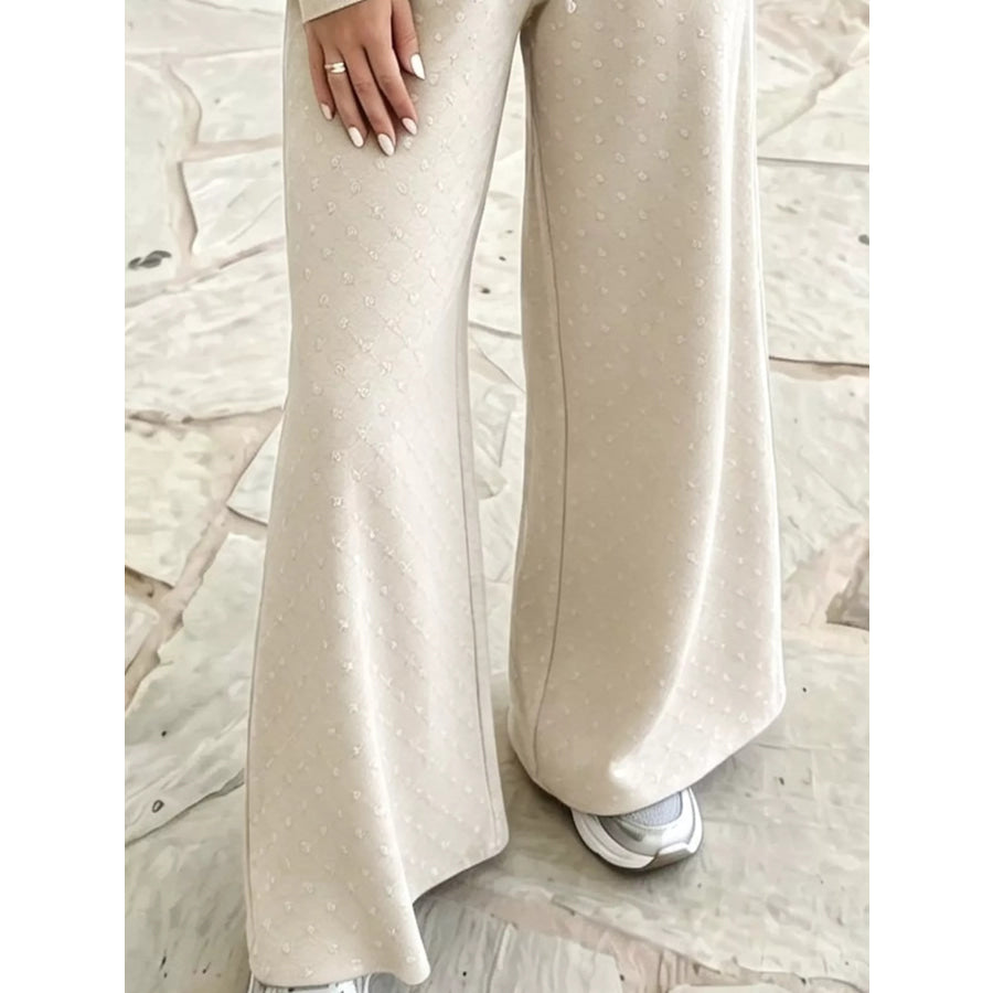 Full Size Swiss Dot Crop Top and Wide Leg Pants Set Plus Apparel Accessories