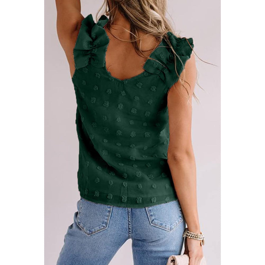 Full Size Swiss Dot V-Neck Tank Green / S Apparel and Accessories