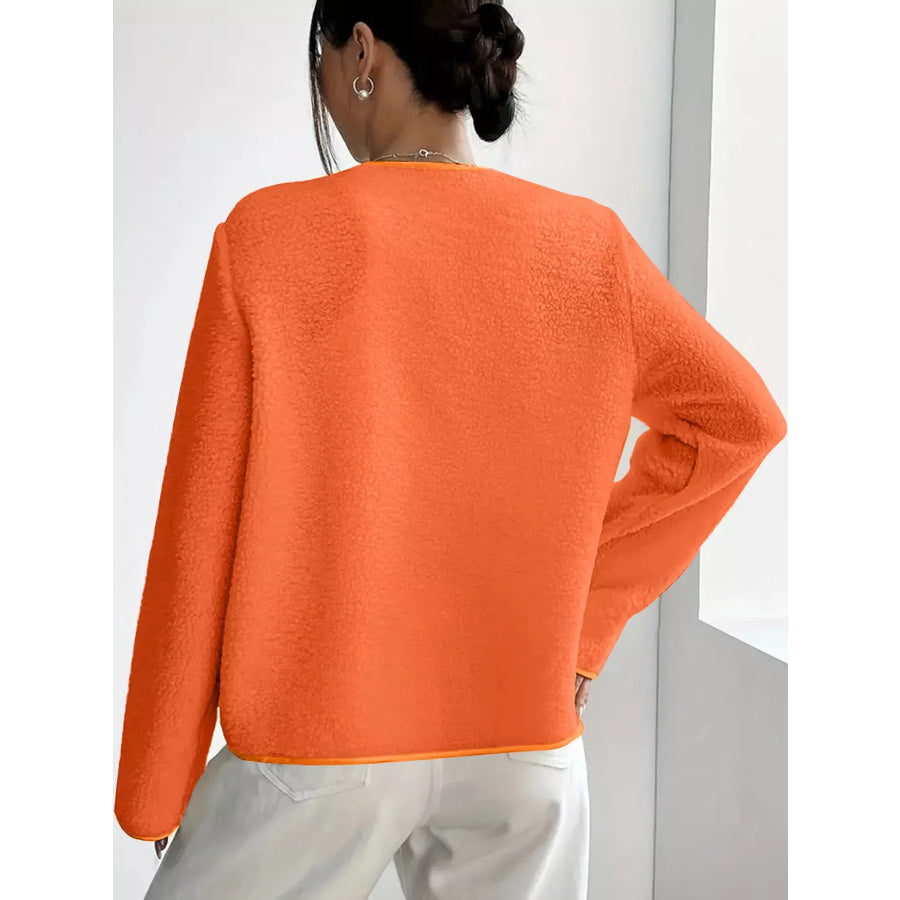 Full Size Textured Button-Front Jacket Plus Apparel and Accessories