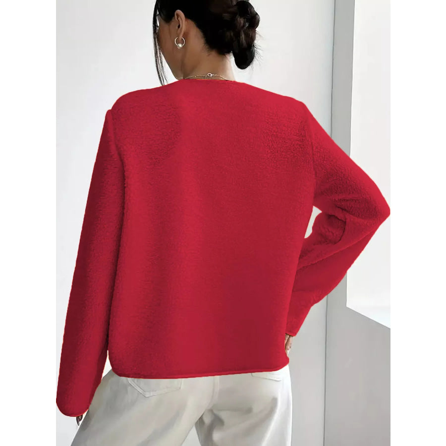 Full Size Textured Button-Front Jacket Plus Apparel and Accessories