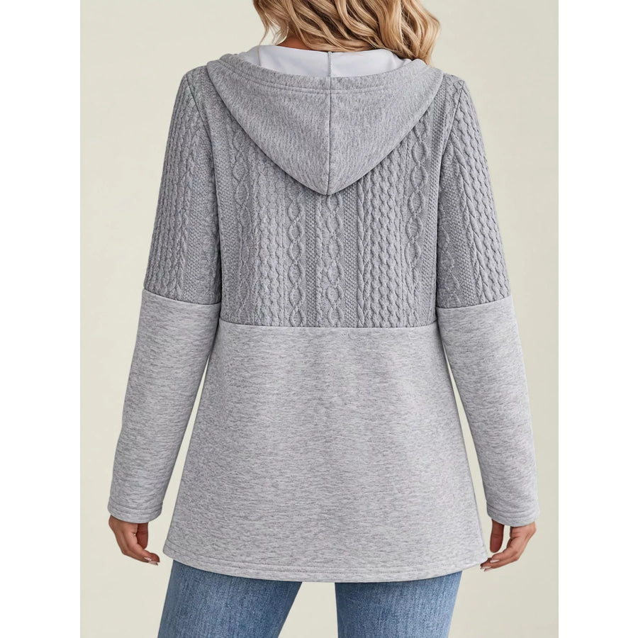 Full Size Textured Hooded Zip-Up Jacket Plus Apparel and Accessories