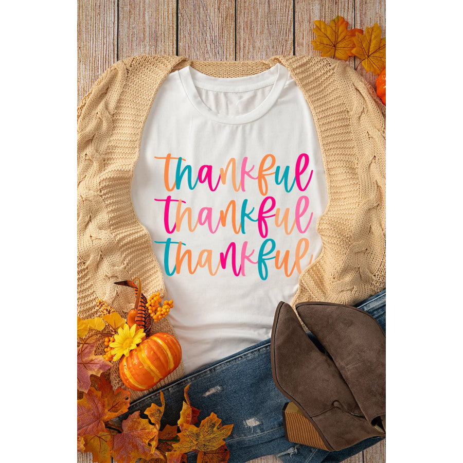 Full Size THANKFUL Round Neck Short Sleeve T-Shirt Apparel and Accessories