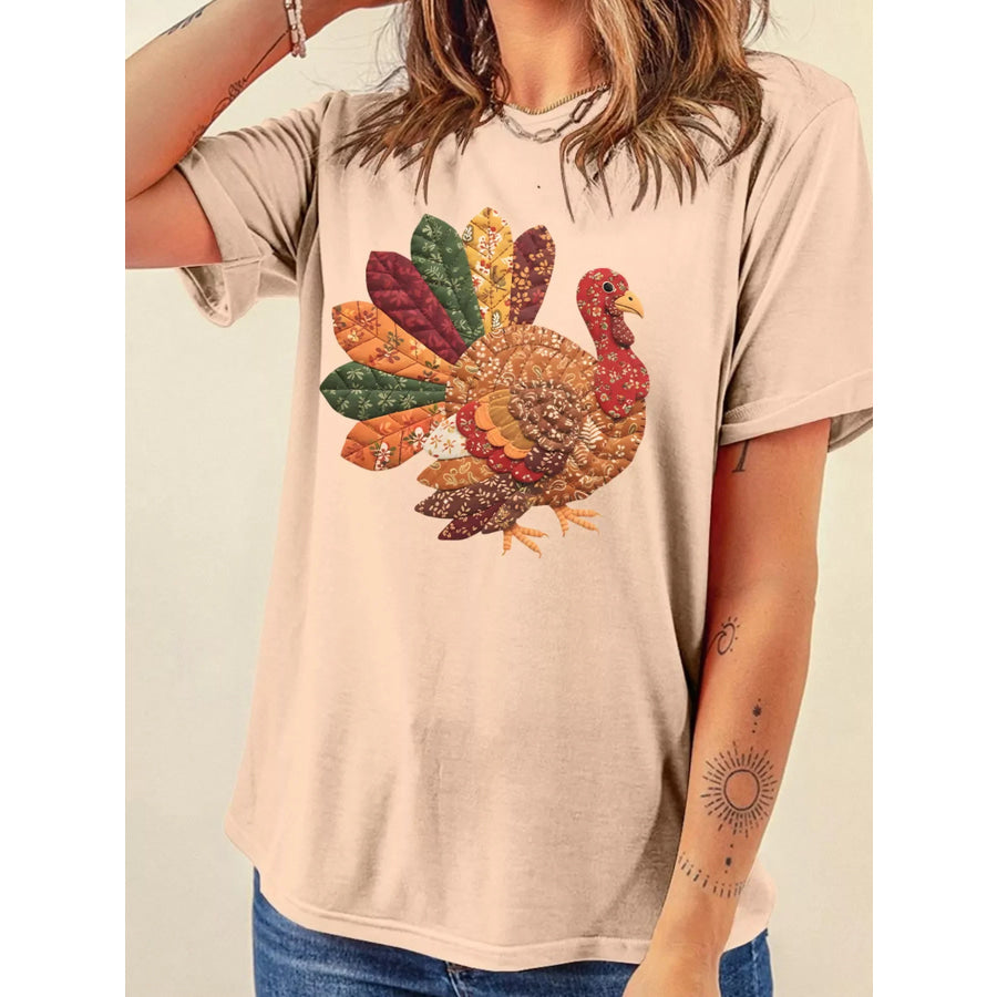 Full Size Thanksgiving Turkey Graphic Casual T Shirt Plus Dust Storm / S Apparel and Accessories