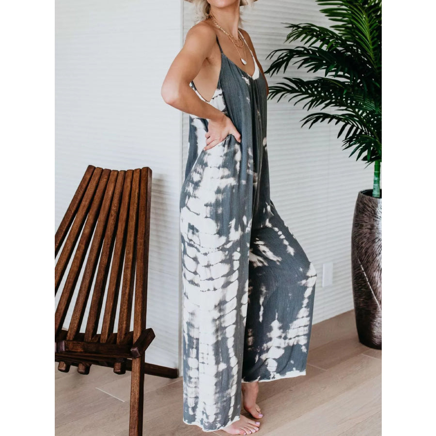 Full Size Tie-Dye Wide Leg Jumpsuit Plus Size Apparel and Accessories