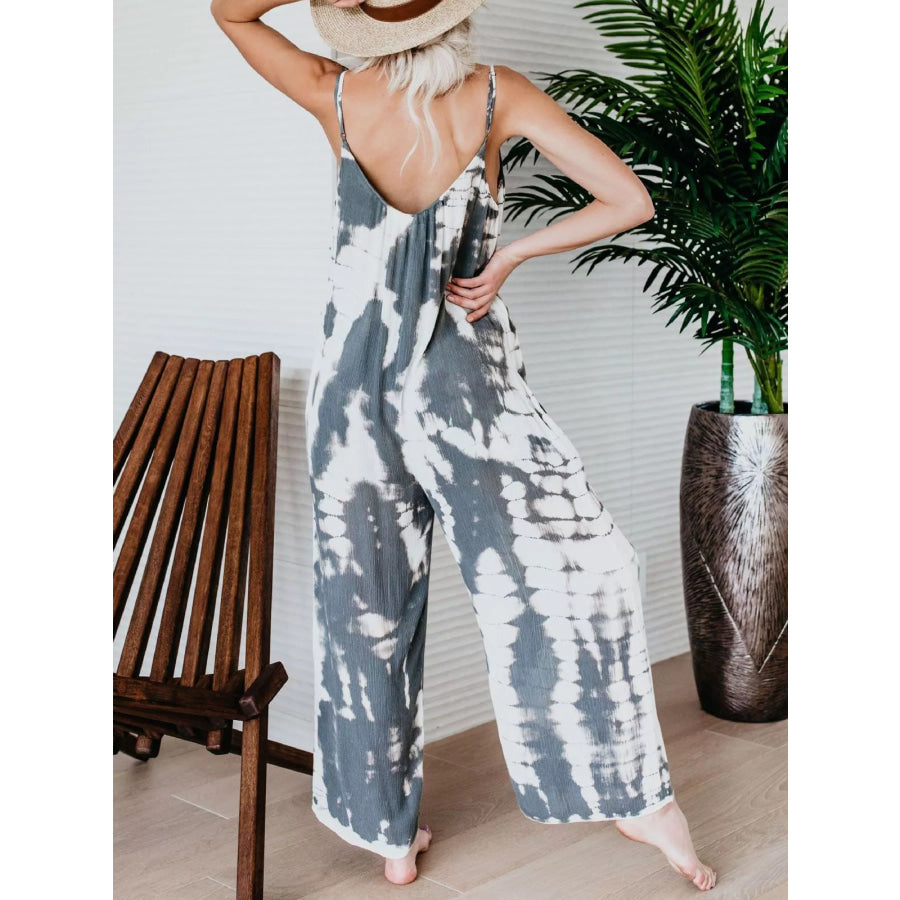Full Size Tie-Dye Wide Leg Jumpsuit Plus Size Apparel and Accessories