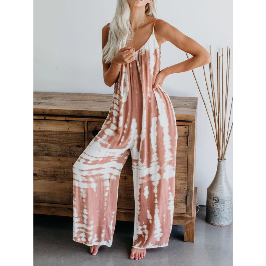 Full Size Tie-Dye Wide Leg Jumpsuit Plus Size Apparel and Accessories