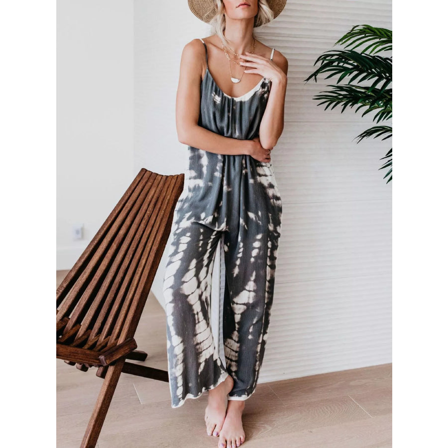 Full Size Tie-Dye Wide Leg Jumpsuit Plus Size Apparel and Accessories