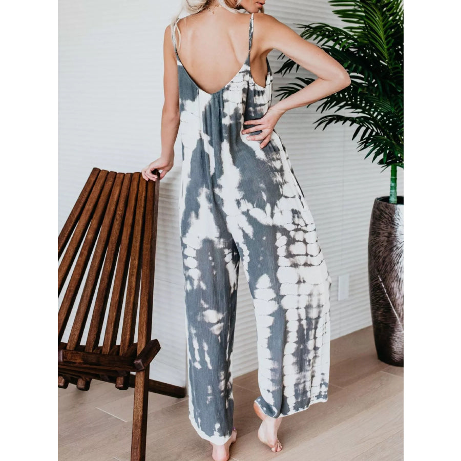 Full Size Tie-Dye Wide Leg Jumpsuit Plus Size Apparel and Accessories