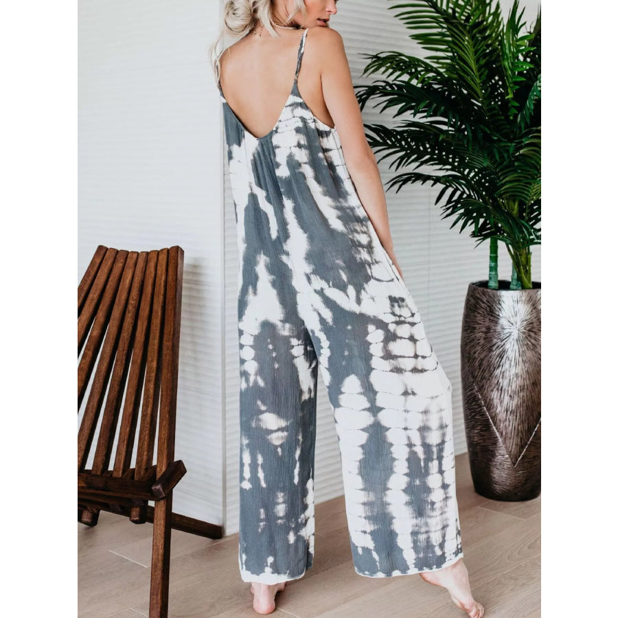 Full Size Tie-Dye Wide Leg Jumpsuit Plus Size Apparel and Accessories