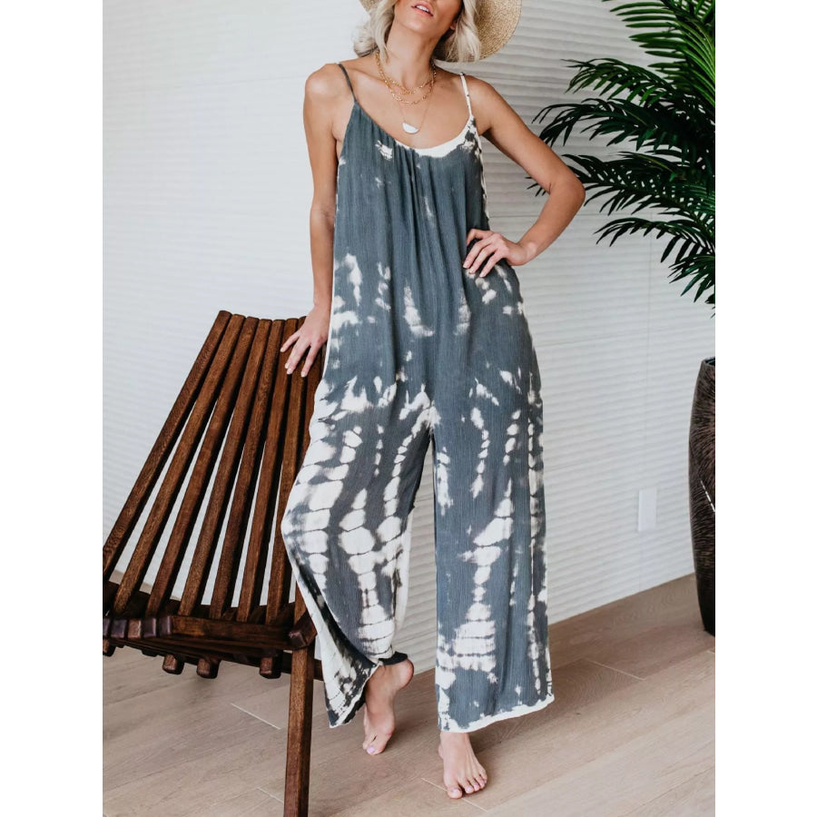 Full Size Tie-Dye Wide Leg Jumpsuit Plus Size Apparel and Accessories