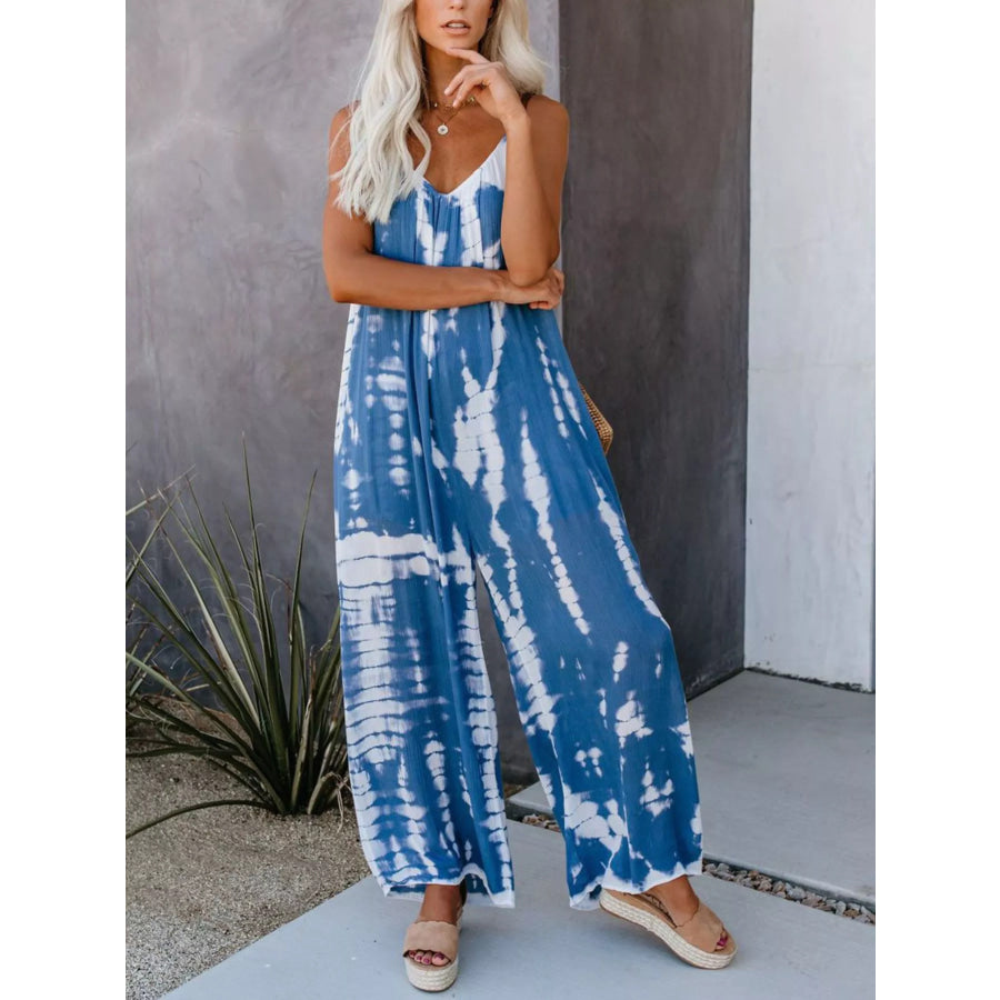 Full Size Tie-Dye Wide Leg Jumpsuit Plus Size Blue / S Apparel and Accessories