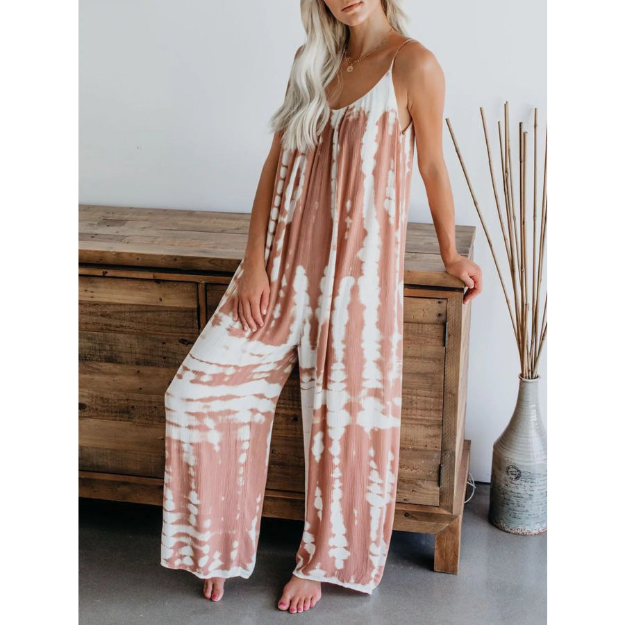 Full Size Tie-Dye Wide Leg Jumpsuit Plus Size Pink / S Apparel and Accessories