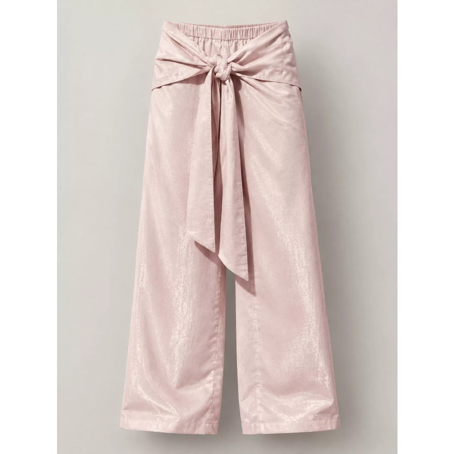 Full Size Tie-Front Wide-Leg Pants Plus Apparel and Accessories