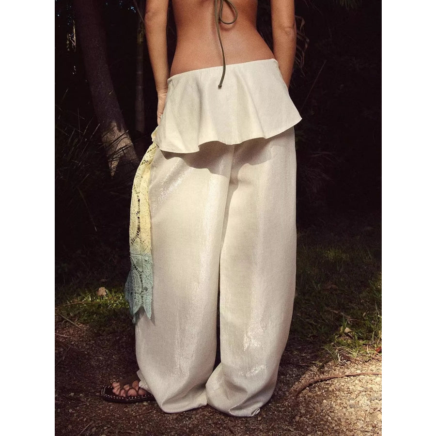 Full Size Tie-Front Wide-Leg Pants Plus Apparel and Accessories