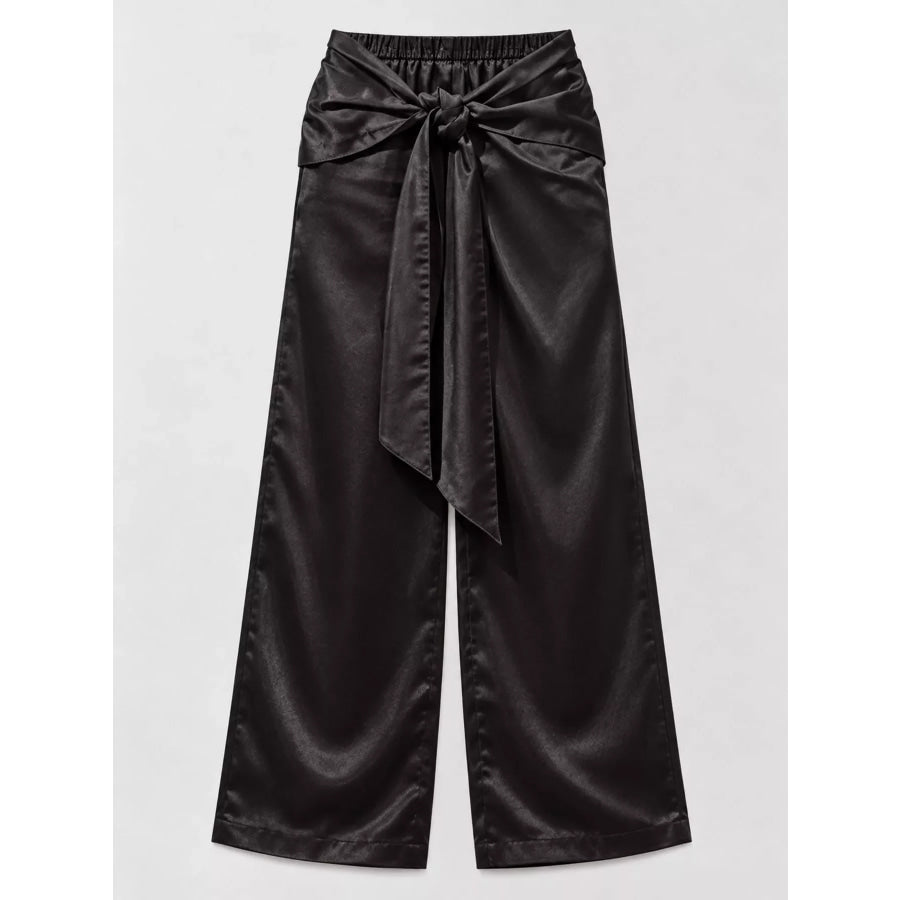Full Size Tie-Front Wide-Leg Pants Plus Apparel and Accessories