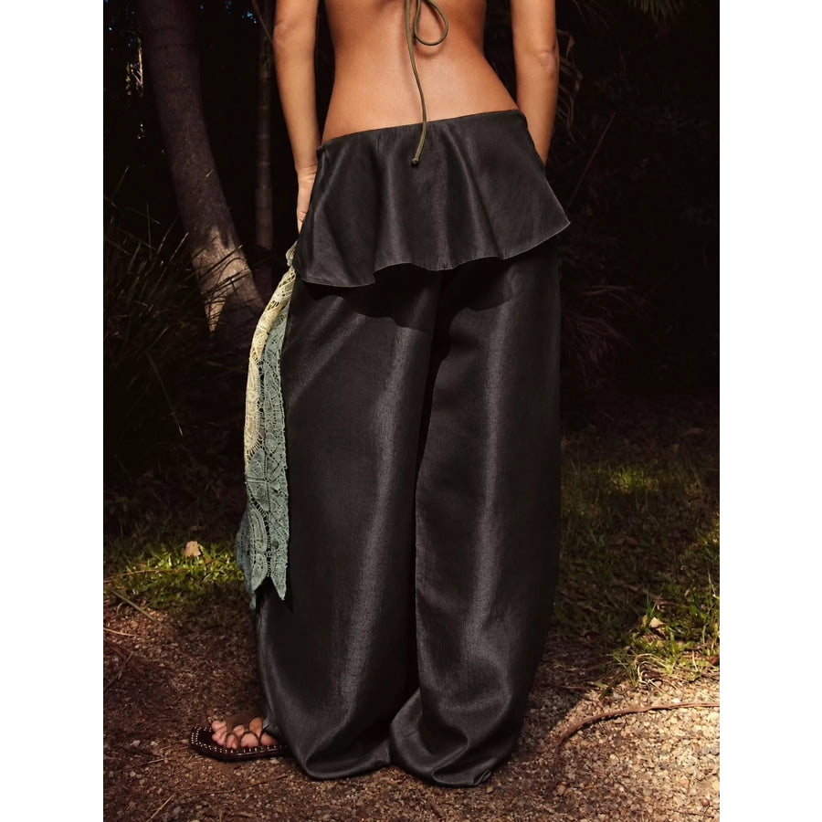 Full Size Tie-Front Wide-Leg Pants Plus Apparel and Accessories