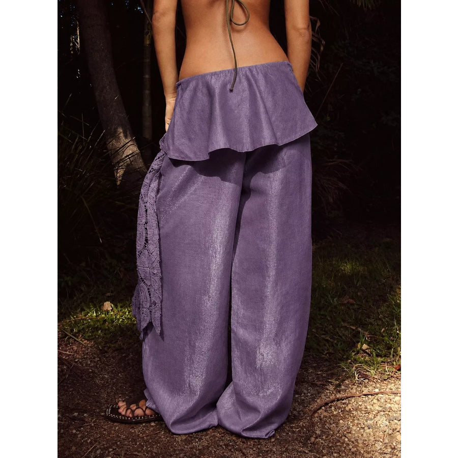 Full Size Tie-Front Wide-Leg Pants Plus Apparel and Accessories