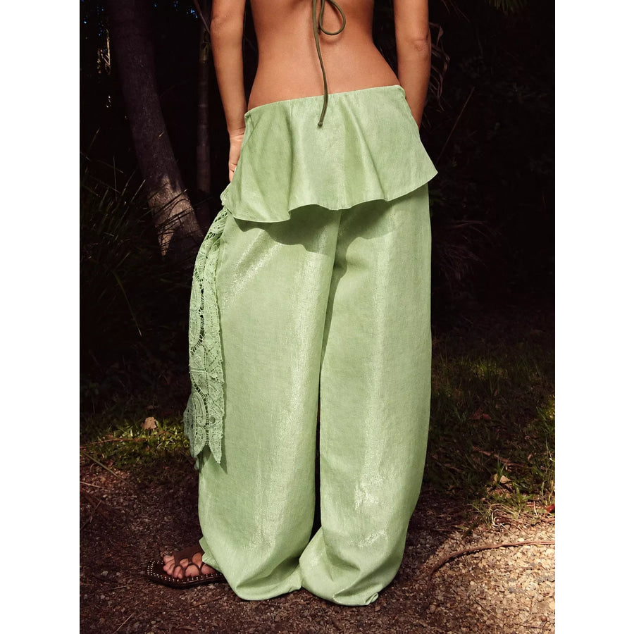 Full Size Tie-Front Wide-Leg Pants Plus Apparel and Accessories
