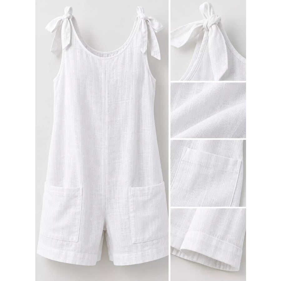 Full Size Tie-Shoulder Romper with Pockets Plus Apparel and Accessories
