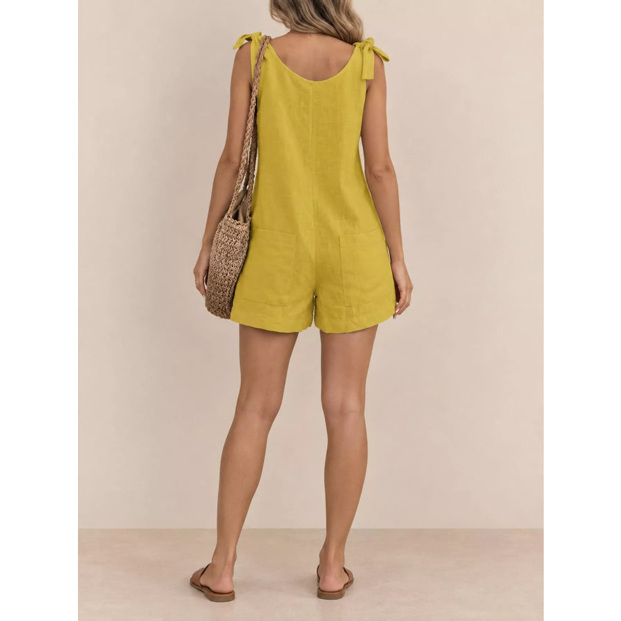 Full Size Tie-Shoulder Romper with Pockets Plus Apparel and Accessories
