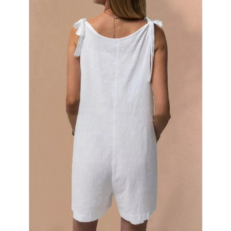 Full Size Tie-Shoulder Romper with Pockets Plus Apparel and Accessories