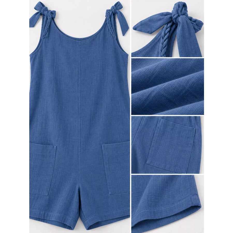 Full Size Tie-Shoulder Romper with Pockets Plus Apparel and Accessories