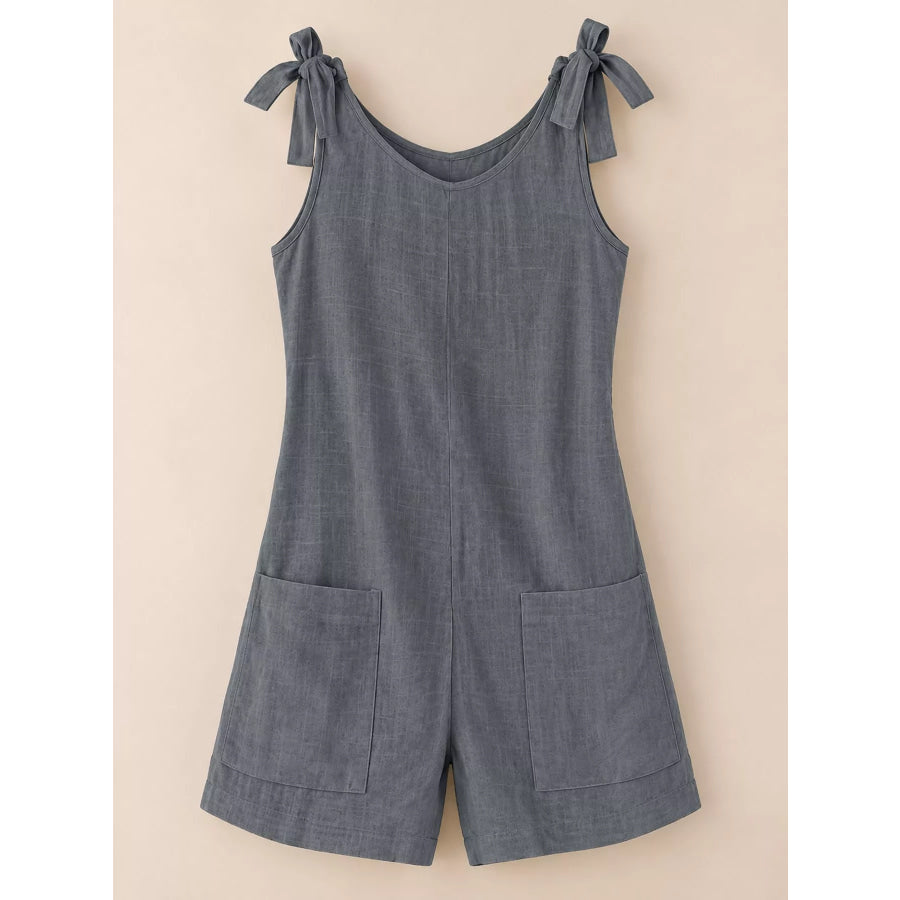 Full Size Tie-Shoulder Romper with Pockets Plus Apparel and Accessories