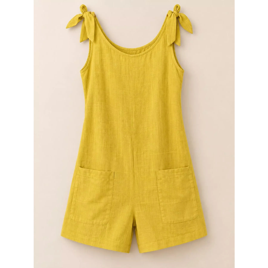 Full Size Tie-Shoulder Romper with Pockets Plus Apparel and Accessories