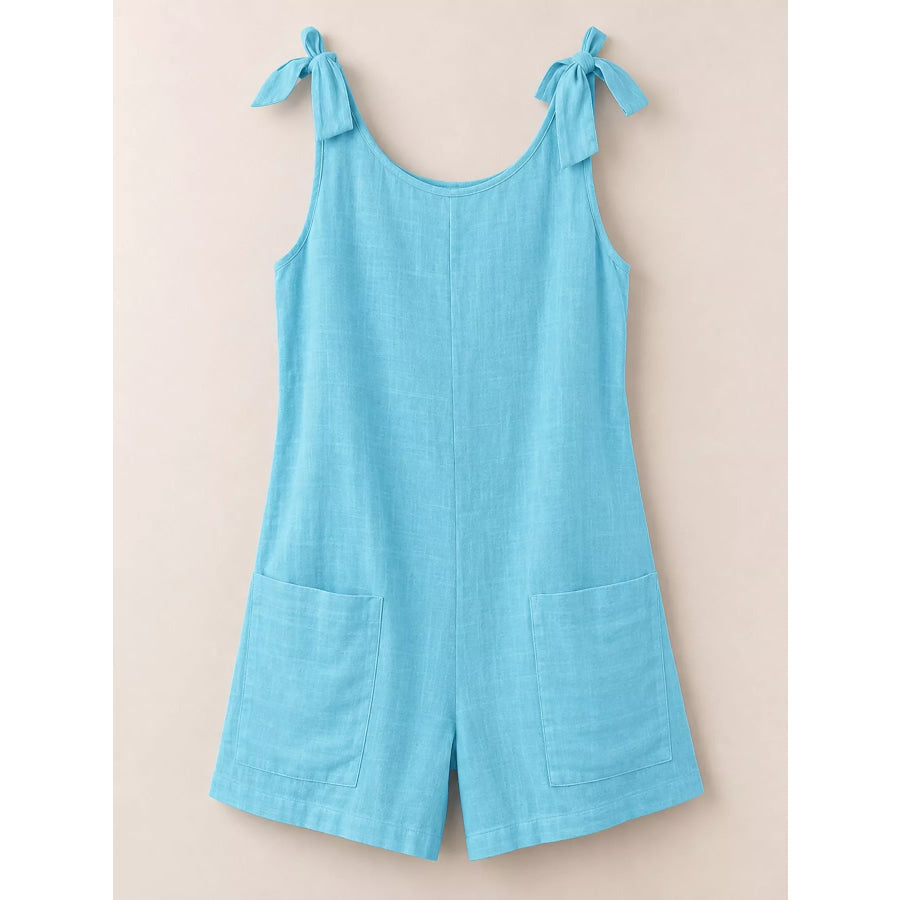 Full Size Tie-Shoulder Romper with Pockets Plus Apparel and Accessories