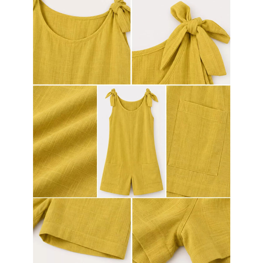 Full Size Tie-Shoulder Romper with Pockets Plus Apparel and Accessories