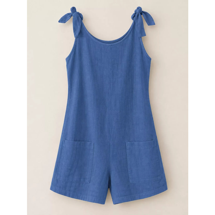 Full Size Tie-Shoulder Romper with Pockets Plus Apparel and Accessories