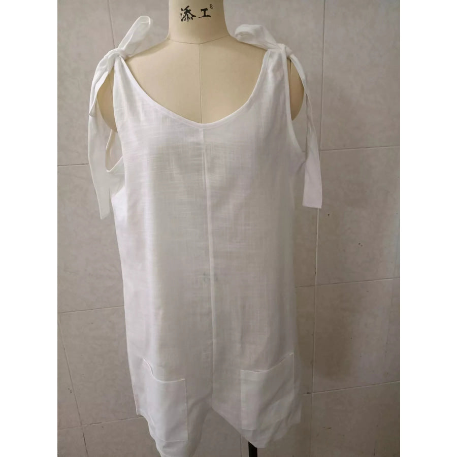 Full Size Tie-Shoulder Romper with Pockets Plus Apparel and Accessories