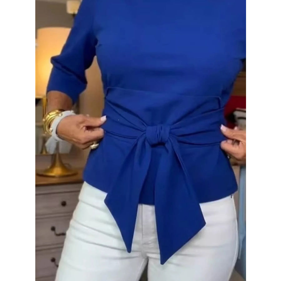 Full Size Tied 3/4 Sleeve Top Plus Size Apparel and Accessories