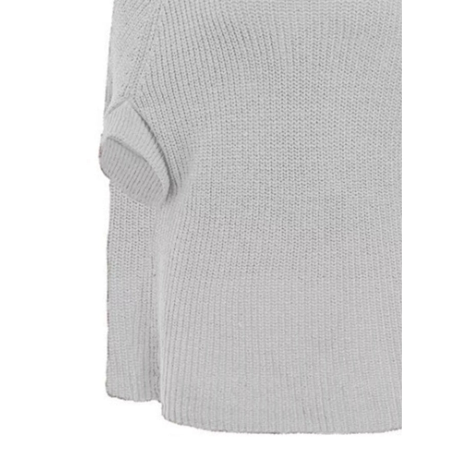 Full Size Turtleneck Knitted Cape Sweater Plus Size Apparel and Accessories