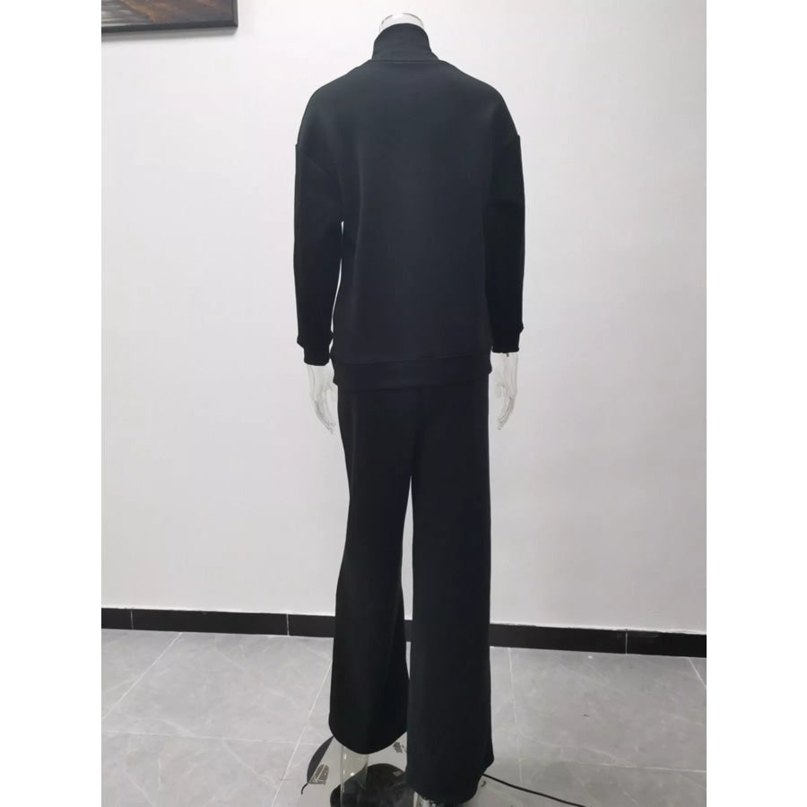 Full Size Turtleneck Long Sleeve Top and Pants Sweater Set Plus Size Apparel and Accessories
