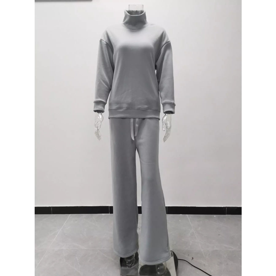 Full Size Turtleneck Long Sleeve Top and Pants Sweater Set Plus Size Apparel and Accessories