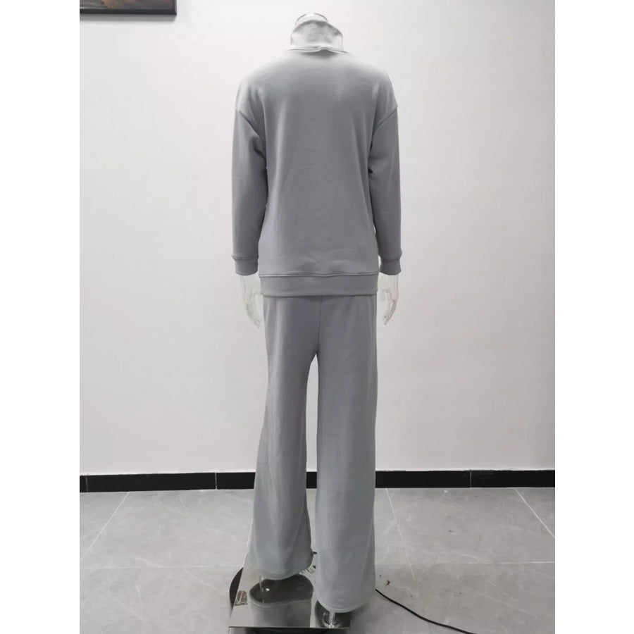 Full Size Turtleneck Long Sleeve Top and Pants Sweater Set Plus Size Apparel and Accessories