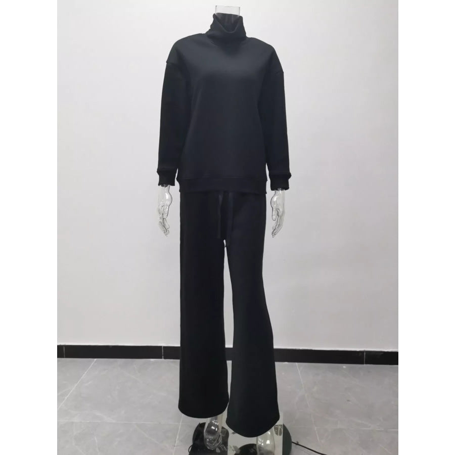 Full Size Turtleneck Long Sleeve Top and Pants Sweater Set Plus Size Apparel and Accessories