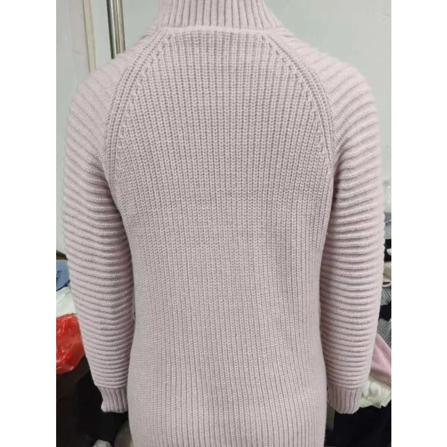 Full Size Turtleneck Raglan Sleeve Sweater Dress Plus Size Apparel and Accessories