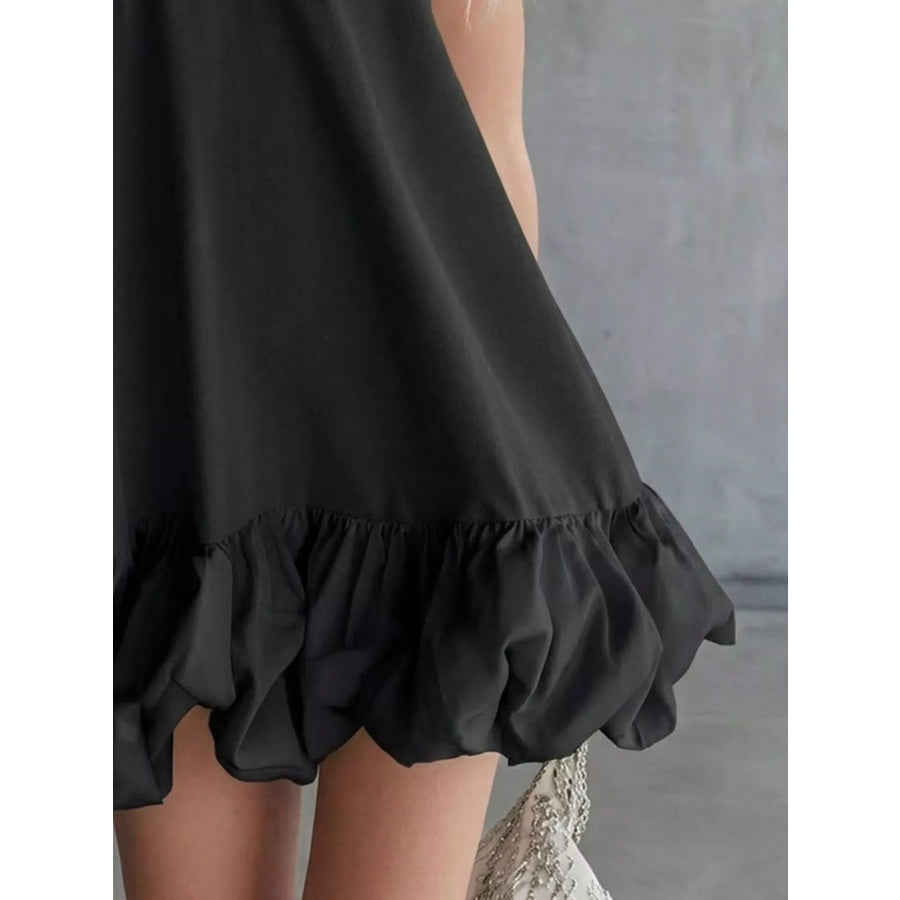 Full Size V-Neck Bubble Hem Mini Dress Plus Size Apparel and Accessories