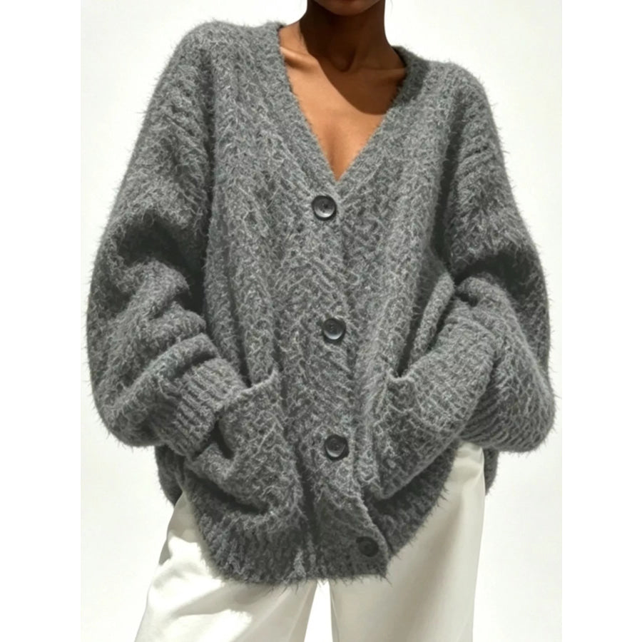 Full Size V-Neck Button-Down Cardigan Plus Size Apparel and Accessories