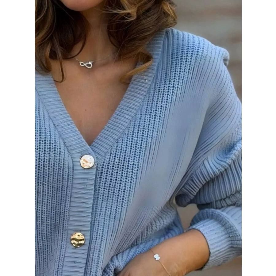 Full Size V-Neck Button-Up Cardigan Plus Size Apparel and Accessories