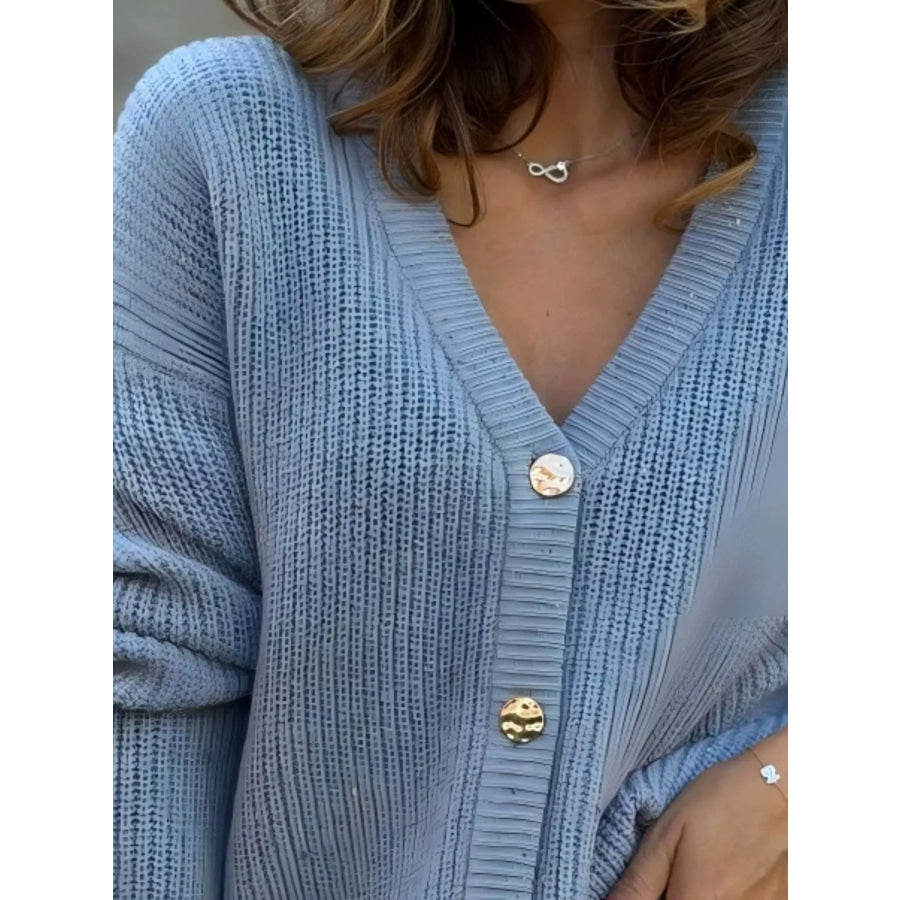 Full Size V-Neck Button-Up Cardigan Plus Size Apparel and Accessories