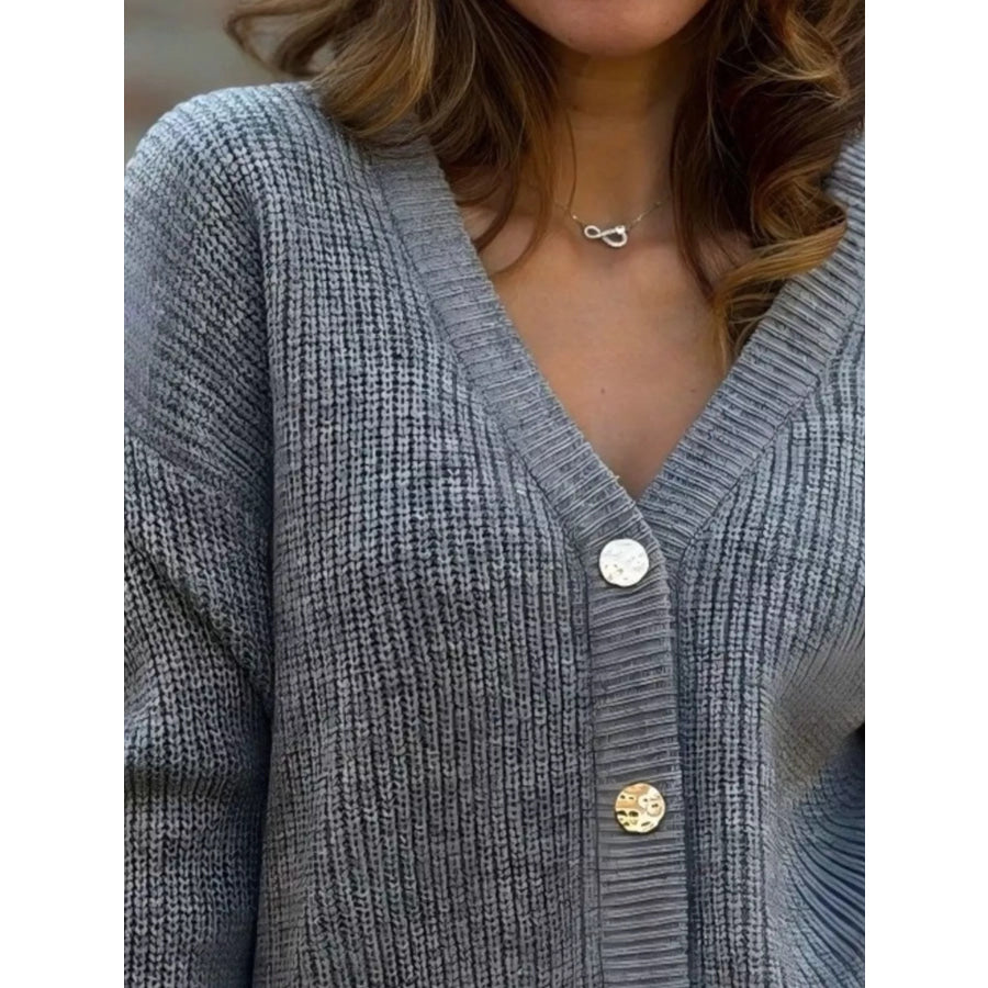 Full Size V-Neck Button-Up Cardigan Plus Size Apparel and Accessories