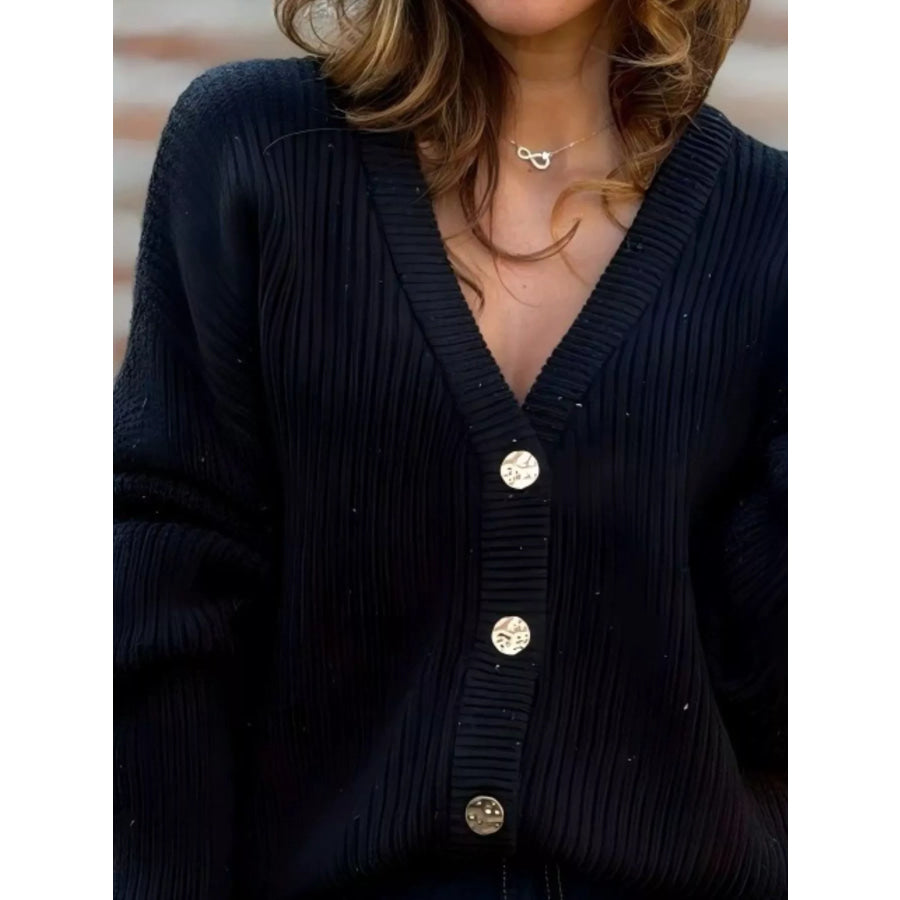Full Size V-Neck Button-Up Cardigan Plus Size Apparel and Accessories